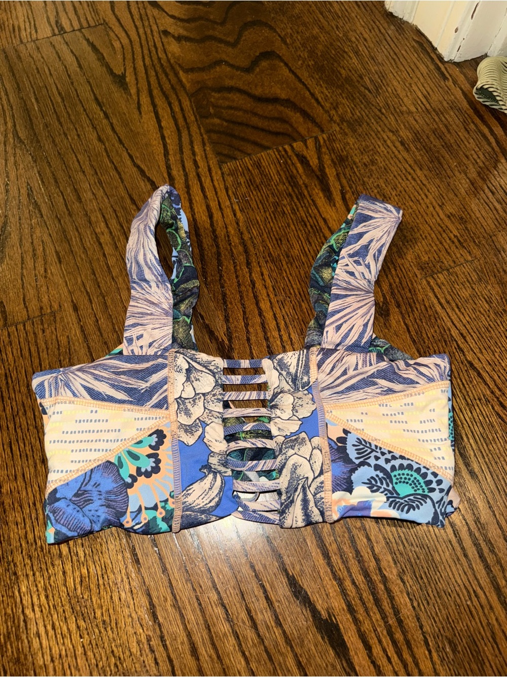 Maaji Blue Floral Strappy Bikini Top